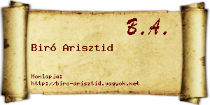 Biró Arisztid névjegykártya